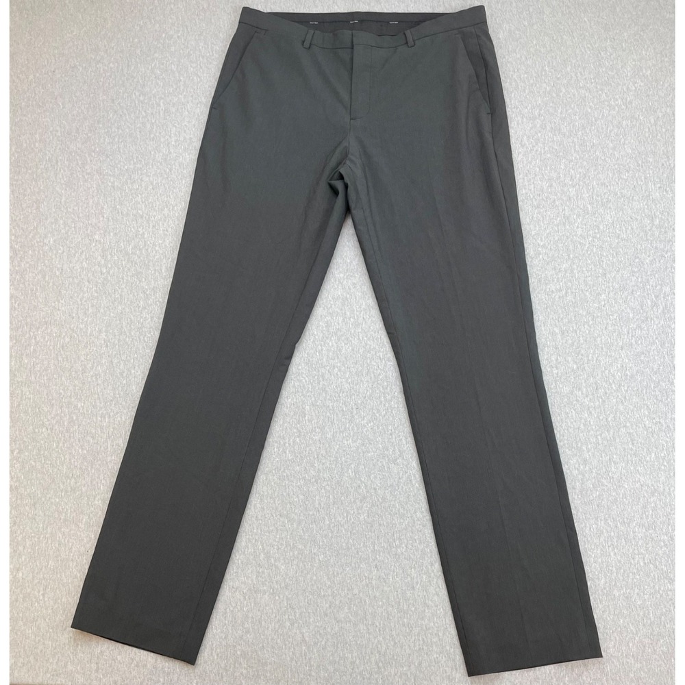 Calvin Klein Pants Mens 34 x 34 Black Performance Stretch Flat Front Slim Fit